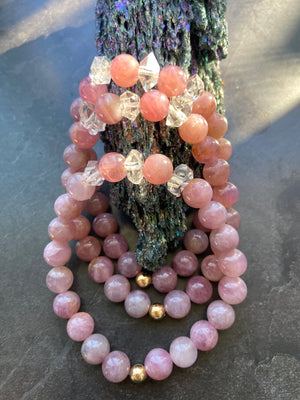 Rose Quartz & Herkimer Diamond Princess Bracelet