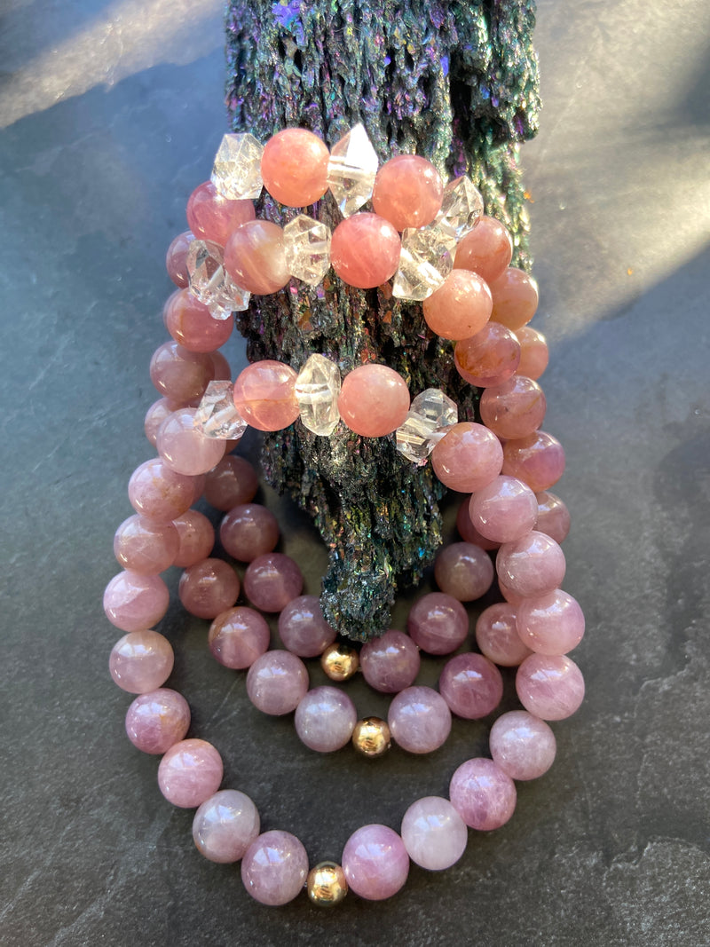 Rose Quartz & Herkimer Diamond Princess Bracelet