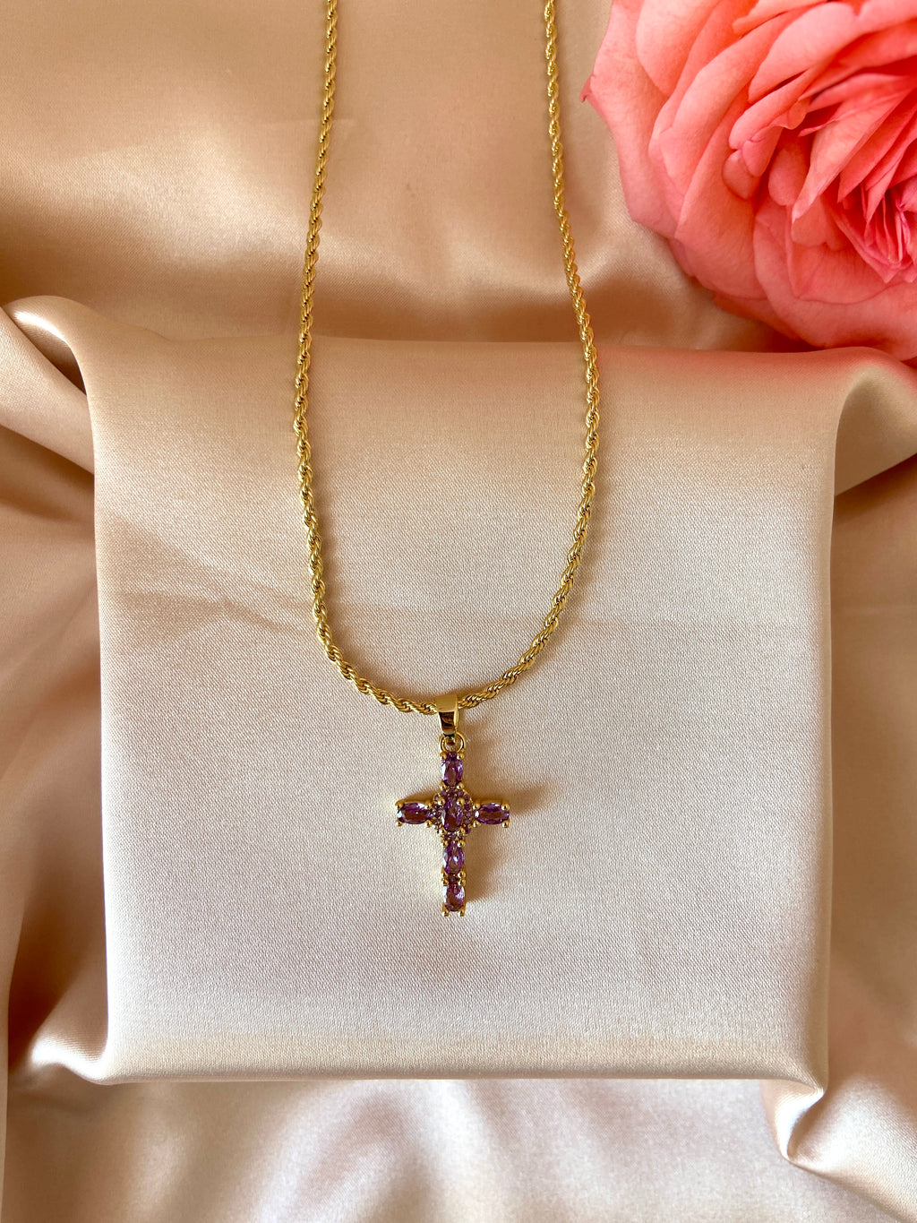 Sacred Purple Cross Necklace