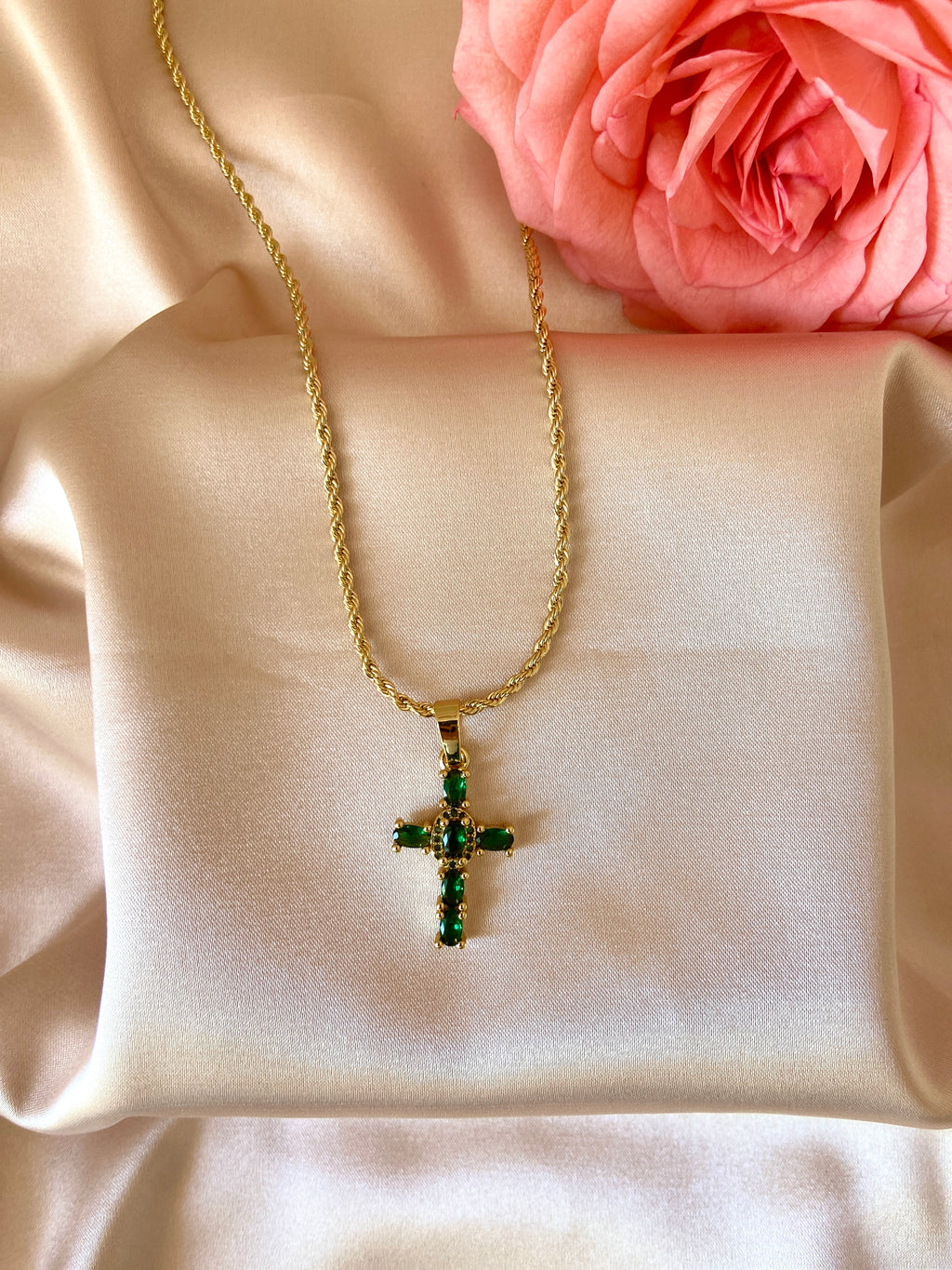 Sacred Green Cross Necklace