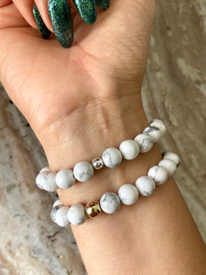Howlite Holy Cross Gold Bracelet