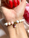 Pink Conch Shell & Opal Mushroom Bracelet