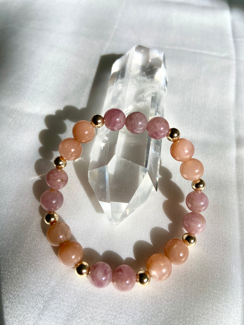 Rose Quartz & Peach Moonstone Bracelet