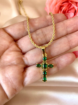 Sacred Green Cross Necklace