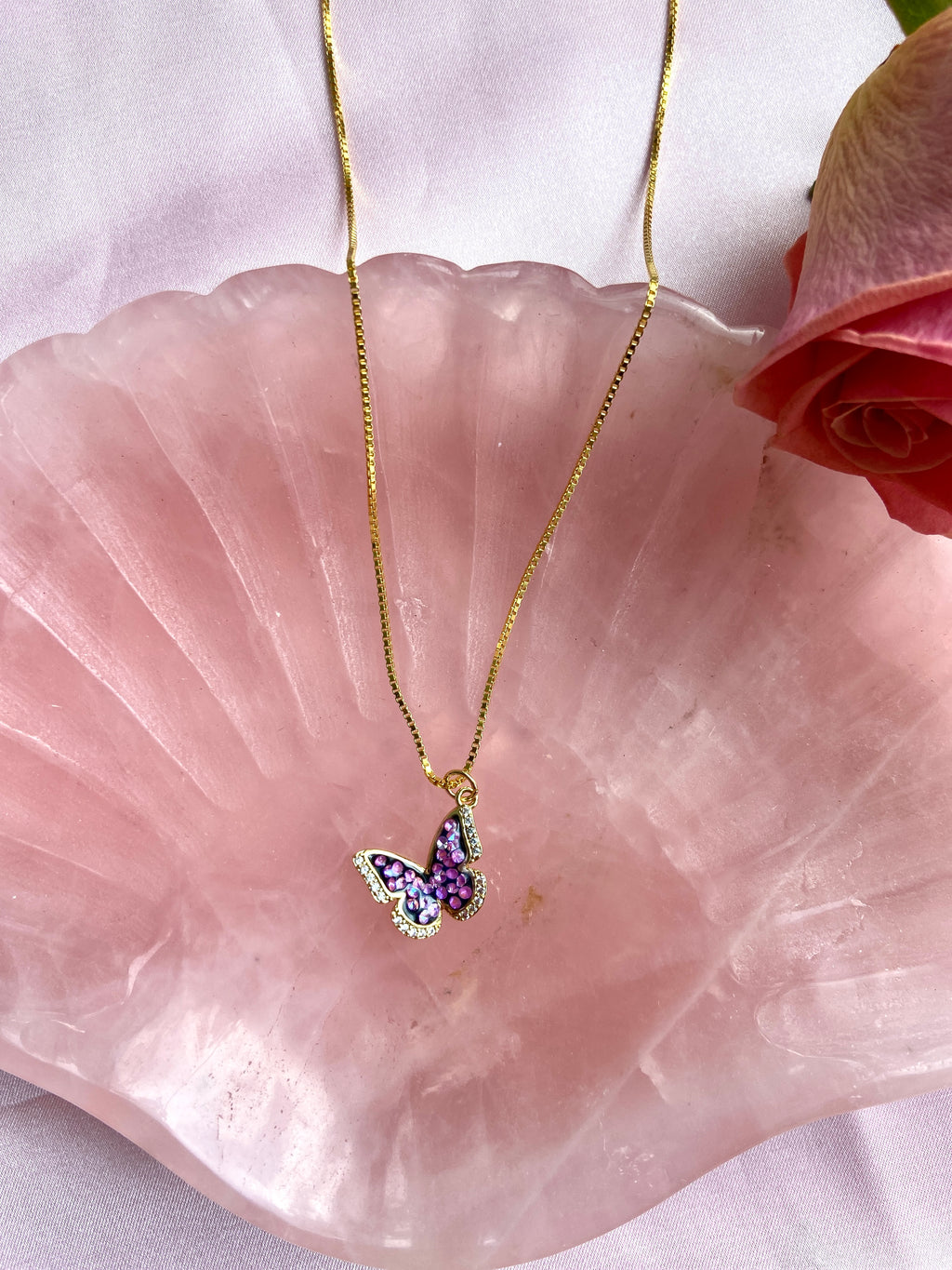 Spread Your Wings Purple Butterfly Necklace