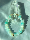 Light Blue Agate Mystic Aura & MOP Cross Bracelet