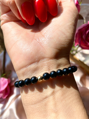 Black Onyx & Mother of Pearl Heart Bracelet