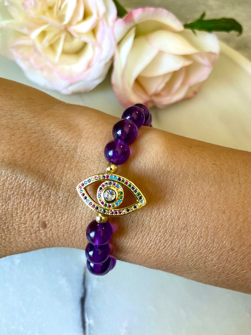 Amethyst Protection Eye Bracelet