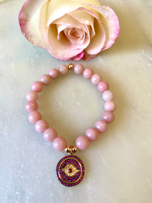 Pink Opal Protection Eye Bracelet