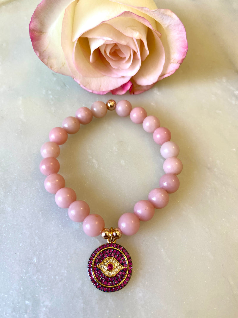 Pink Opal Protection Eye Bracelet