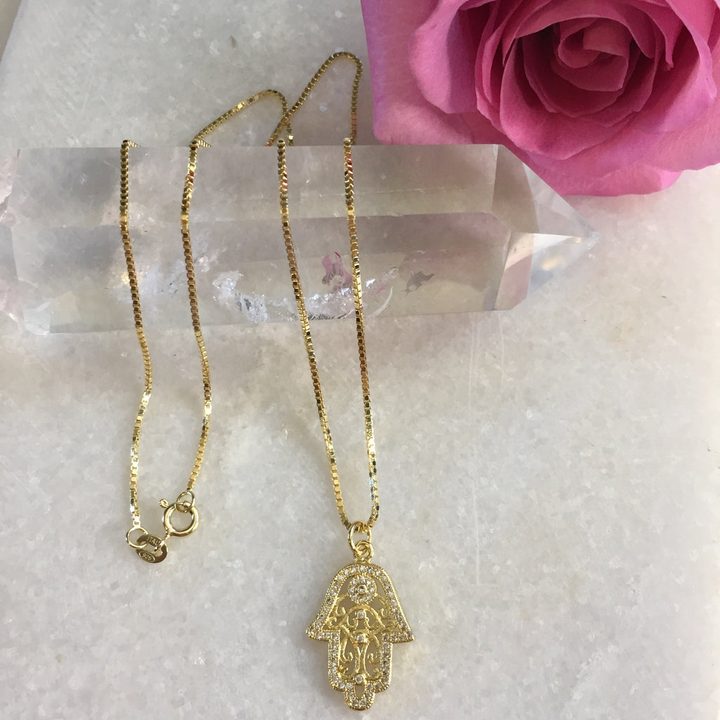 Hamsa Gold Necklace