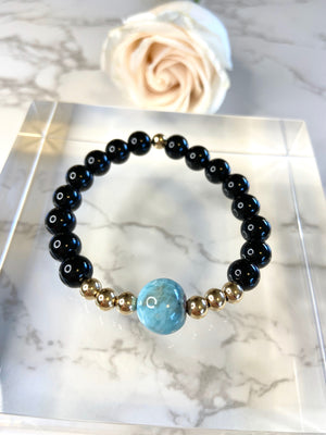 Black Onyx & Larimar Bracelet