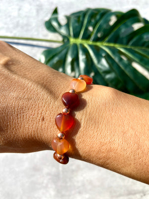 Carnelian & Copper Heart Bracelet