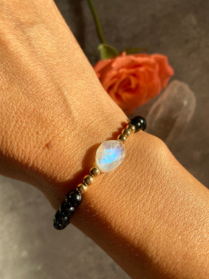 Rainbow Moonstone & Spinel Bracelet