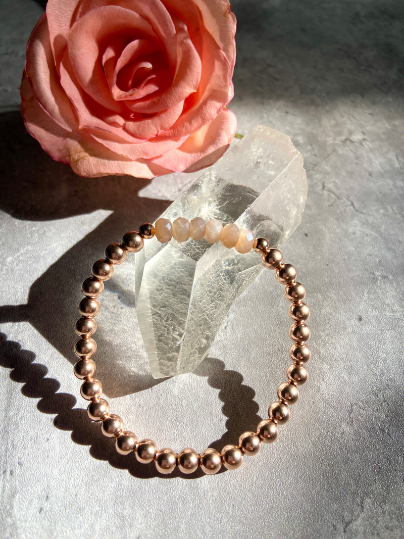 Peach Moonstone Rose Gold Bracelet