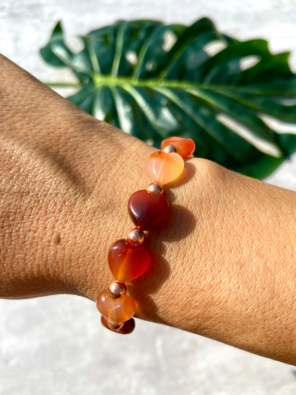Carnelian & Copper Heart Bracelet