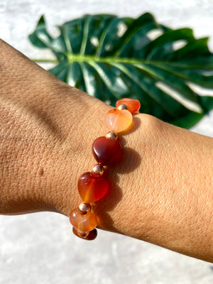 Carnelian & Copper Heart Bracelet