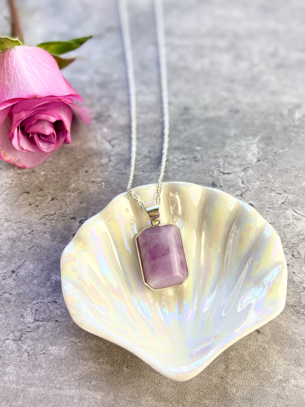 Kunzite Divine Love Silver Necklace No.2