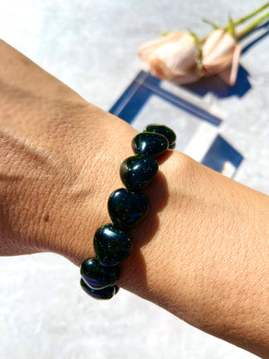 Green Goldstone Heart Bracelet