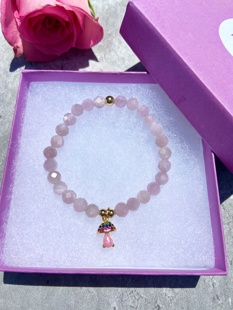 Kunzite Mushroom Bracelet