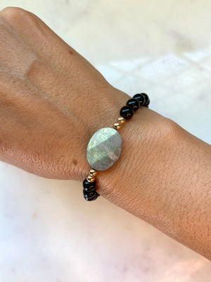 Labradorite & Black Tourmaline Bracelet