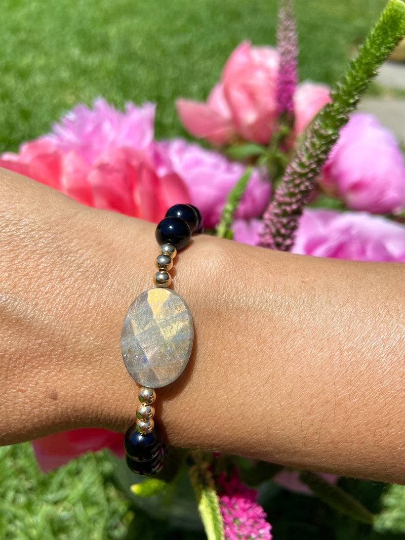 Black Onyx & Labradorite Bracelet