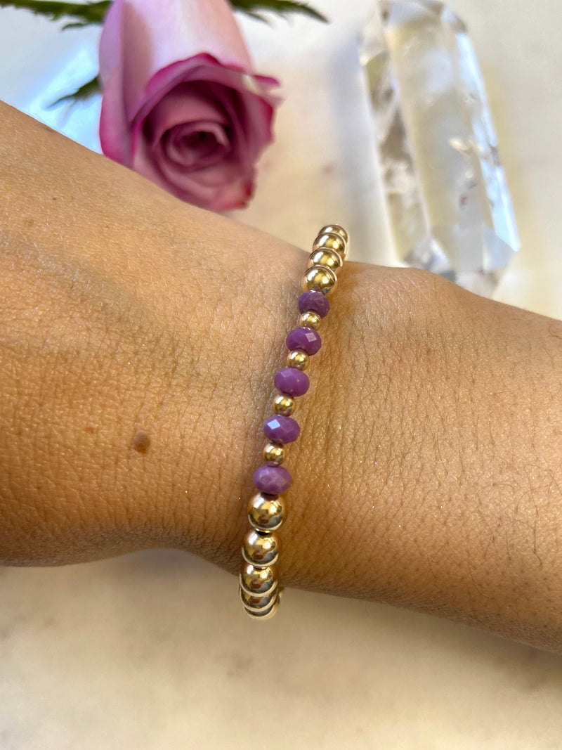 Phosphosiderite x Gold Bracelet