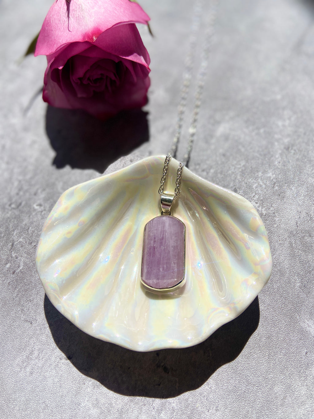 Kunzite Divine Love Silver Necklace No. 1