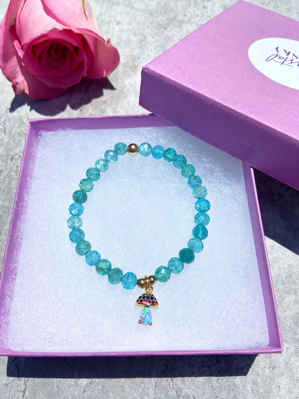 Blue Apatite Mushroom Bracelet