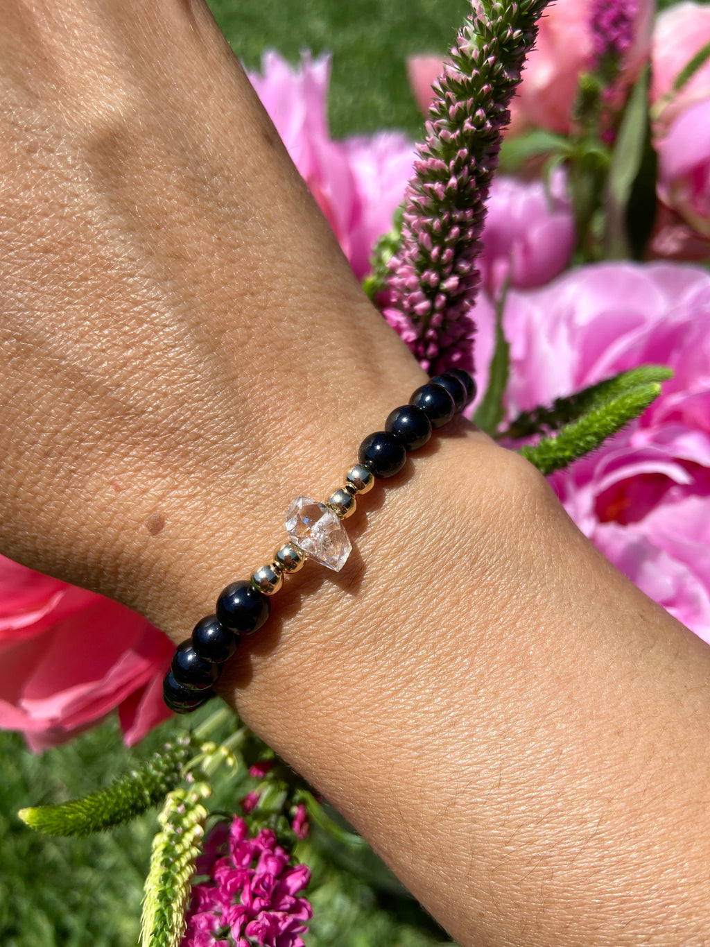 Spinel & Herkimer Diamond Bracelet